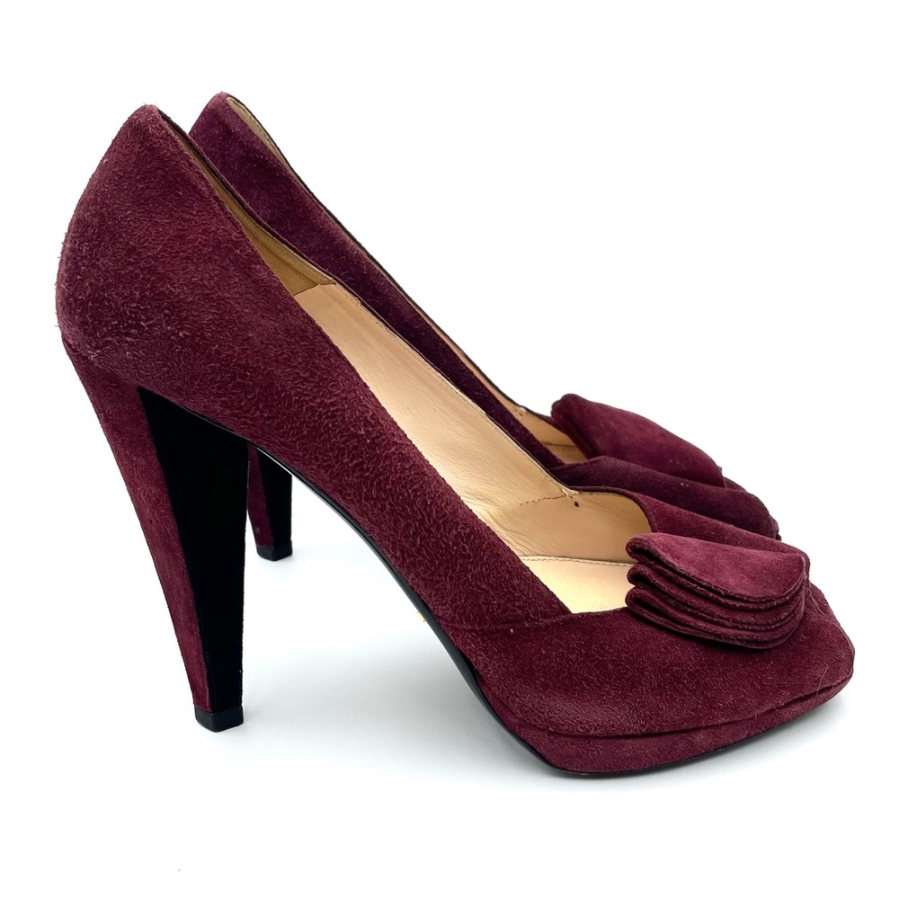 Prada Maroon Suede Pumps Size 38.5